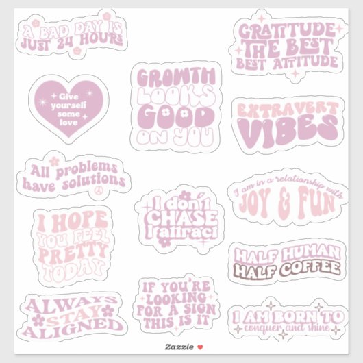 Positieve affirmatie trendy esthetische retro sticker (Vel)