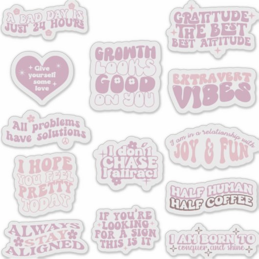 Positieve affirmatie trendy esthetische retro sticker (Voorkant)