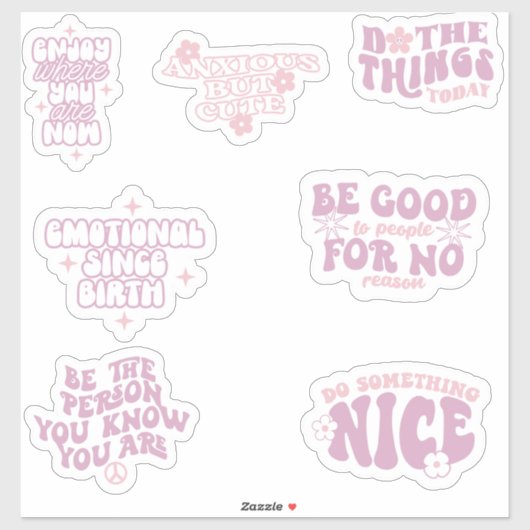 Positieve affirmatie trendy esthetische retro sticker (Vel)