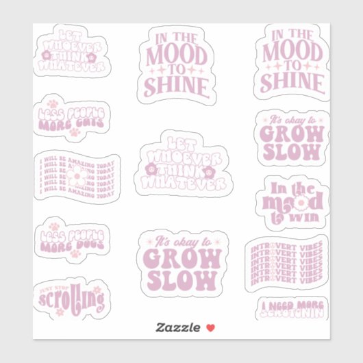 Positieve affirmatie trendy quote retro sticker (Vel)