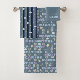 Positieve Affirmaties A-Z Blauw Bad Handdoek