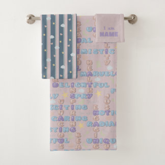 Positieve Affirmaties A-Z Roze Bad Handdoek