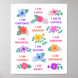 Positieve affirmaties Inspirerend Dagelijkse Bloem Poster