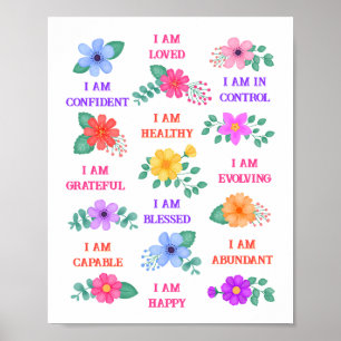 Positieve affirmaties Inspirerend Dagelijkse Bloem Poster