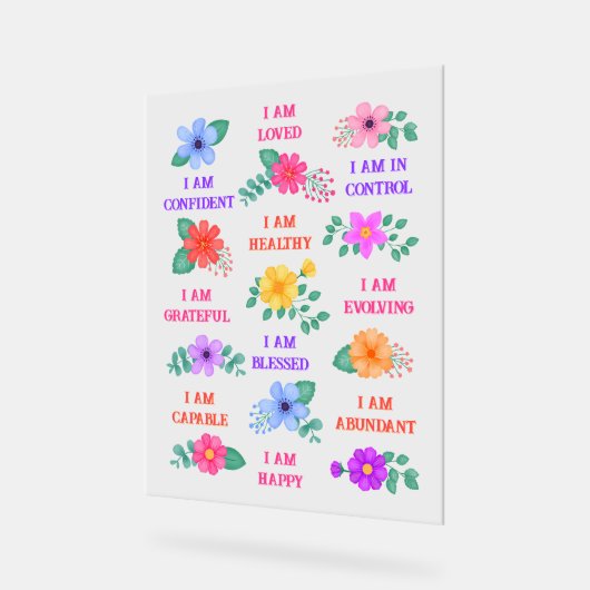 Positieve Affirmaties Inspirerende Dagelijkse Bloe Acryl Bord (Hoek)