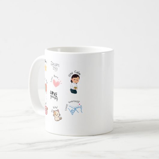 Positieve affirmaties Koffie Mok – Blijf positief (Voorkant links)