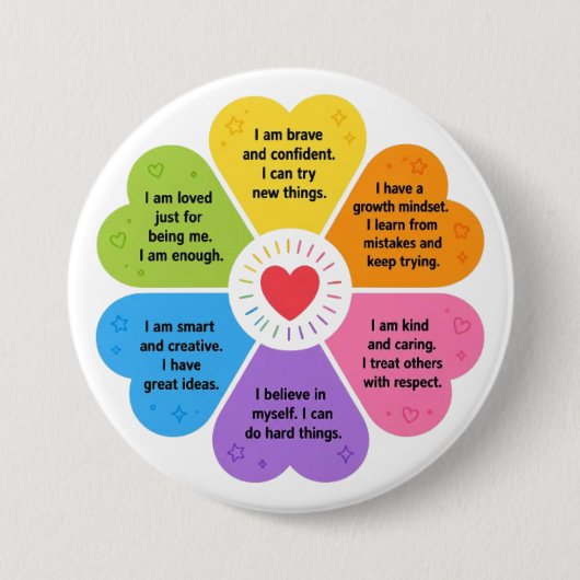 Positieve Affirmaties Ronde Button 7,6 Cm (Voorkant)