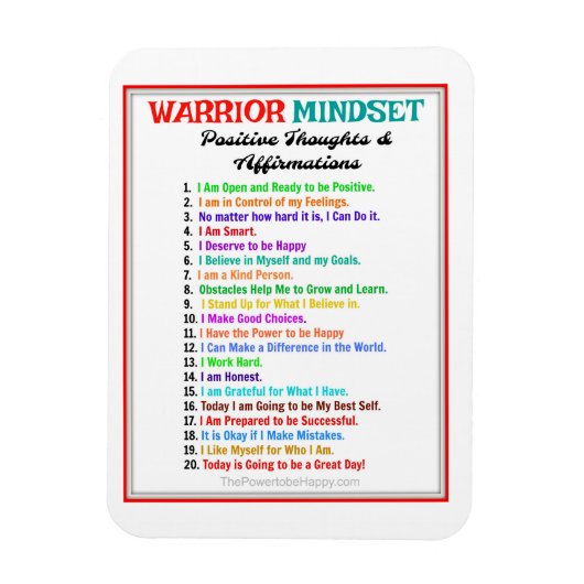 POSITIEVE AFFIRMATIES WARRIOR MINDSET MAGNET MAGNEET (Verticaal)