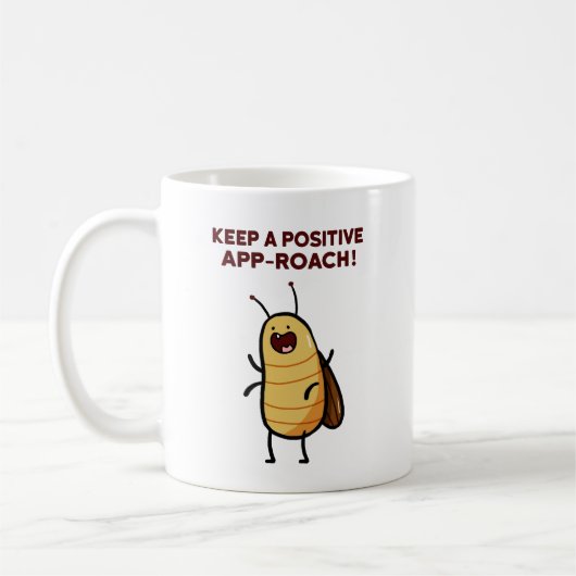 Positieve App-Roach Kakkerlak Bug Pun Mok (Links)