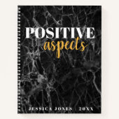 Positieve Aspecten Chique Naam Zwart Marmer Dankba Notitieboek (Voorkant)