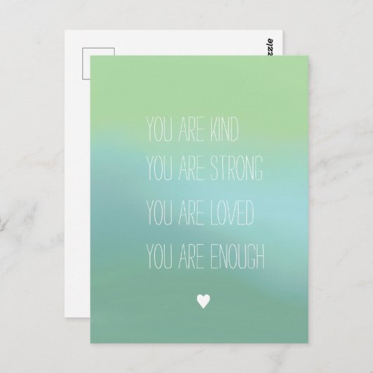 Positieve bemoedigende teksten poster briefkaart (Voorkant / Achterkant)