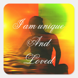 Positieve bevestigende motivatie over zelfrespect vierkante sticker