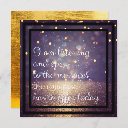 Positieve bevestiging Glitter Paarse/Goud Bedankkaart (Voorkant / Achterkant)