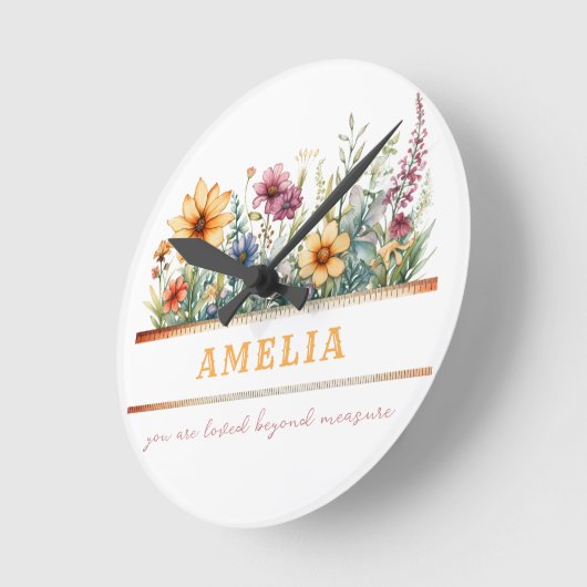 Positieve bevestiging Inspirerend Bloemen Custom Ronde Klok (Hoek)