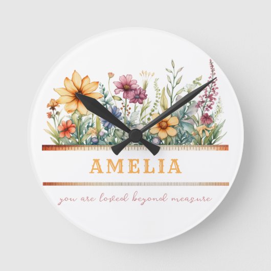 Positieve bevestiging Inspirerend Bloemen Custom Ronde Klok (Voorkant)