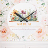 Positieve bevestiging Inspirerend Bloemen Custom Ronde Klok