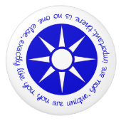 Positieve bevestiging Je bent uniek blauw Keramische Knop (Voorkant)