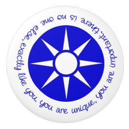 Positieve bevestiging Je bent uniek blauw Keramische Knop