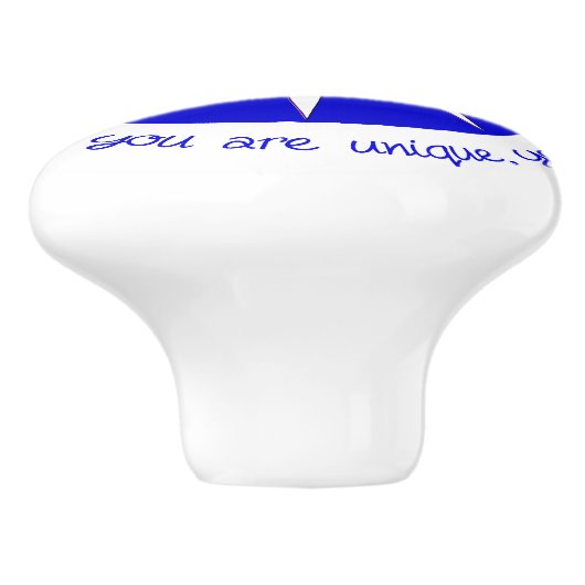 Positieve bevestiging Je bent uniek blauw Keramische Knop (Zijkant)