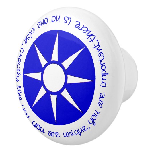 Positieve bevestiging Je bent uniek blauw Keramische Knop (Rechts)