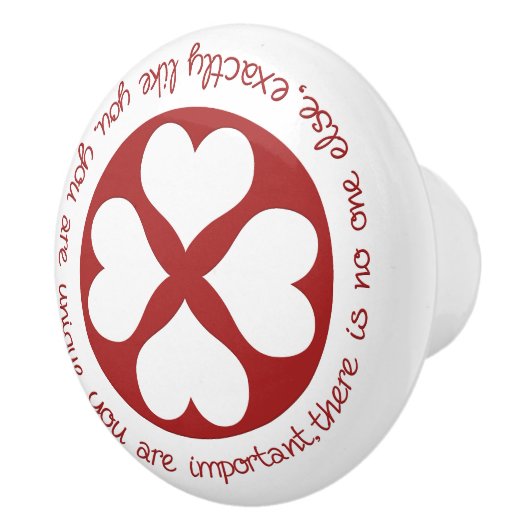 Positieve bevestiging Je bent unieke rode harten Keramische Knop (Rechts)