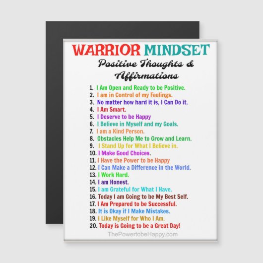 Positieve bevestiging Magnet - Warrior Mindset (Voorkant / Achterkant)