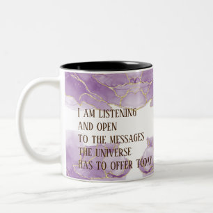 Positieve bevestiging marmer groen/goud tweekleurige koffiemok