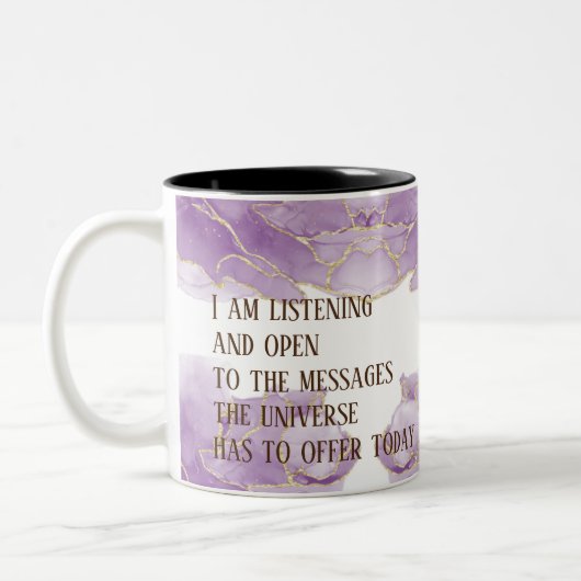 Positieve bevestiging marmer groen/goud tweekleurige koffiemok (Links)