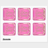 Positieve bevestiging roze goudkleurige goudkleuri vierkante sticker (Vel)