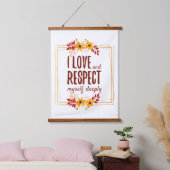 positieve bevestiging van liefde en levensacceptat hangend wandkleed (Slaapkamer)