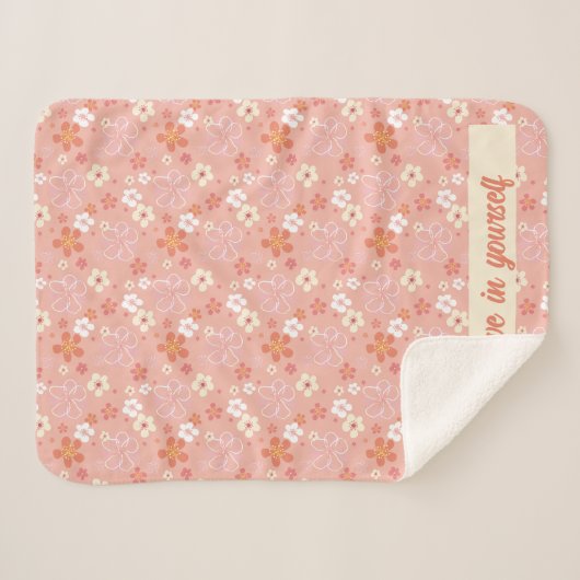 Positieve bevestiging ventilatorpatroon roze wit sherpa deken (Voorkant (horizontaal))