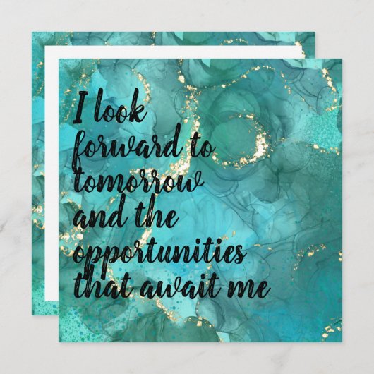 Positieve bevestiging "voorwaarts" blauw/goud (Voorkant / Achterkant)