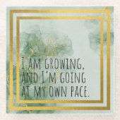 Positieve bevestiging Waterverf groen/goud Glazen Onderzetter (Voorkant)