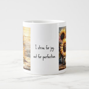 Positieve bevestiging Zonnebloemen Aquarel Kunst Grote Koffiekop