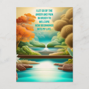 Positieve bevestiging zorgt ervoor dat pijn en pij briefkaart