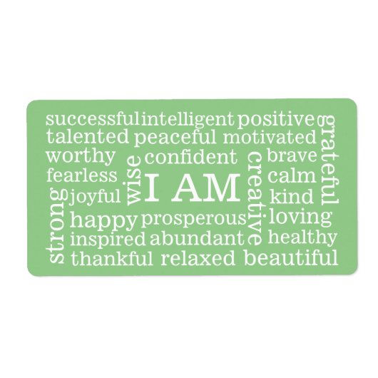 Positieve bevestigingen IK BEN woorden voor succes Etiket (Voorkant)