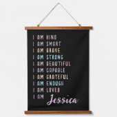 Positieve bevestigingen voor vrouwen gepersonalise hangend wandkleed (Voorkant)