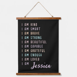 Positieve bevestigingen voor vrouwen gepersonalise hangend wandkleed