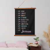 Positieve bevestigingen voor vrouwen gepersonalise hangend wandkleed (Slaapkamer)