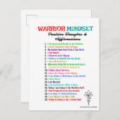 Positieve bevestigingen Warrior Mindset-Briefkaart Briefkaart (Voorkant / Achterkant)