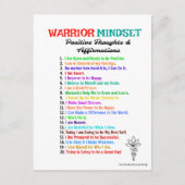 Positieve bevestigingen Warrior Mindset-Briefkaart Briefkaart (Voorkant)