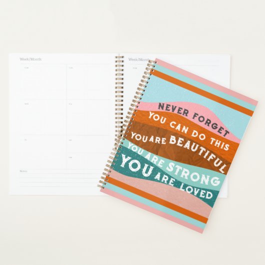 Positieve bevestigingsberichten in Retrostijl Planner (Display)