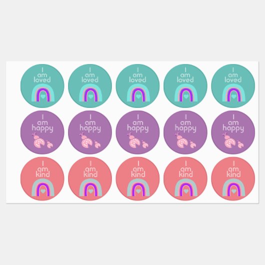 Positieve bevestigingsstickers labels (Vel)