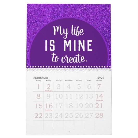 Positieve bevingen Birthstone Glitter Abundance Kalender (Feb 2026)