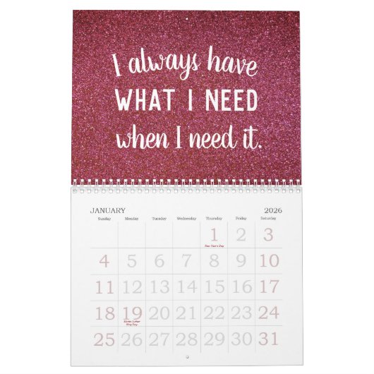 Positieve bevingen Birthstone Glitter Abundance Kalender (Jan 2026)
