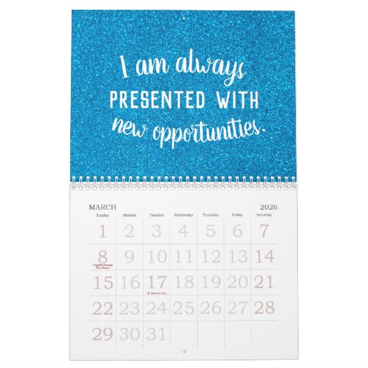 Positieve bevingen Birthstone Glitter Abundance Kalender (Mar 2026)