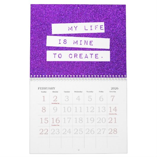 Positieve bevingen Birthstone Glitter Abundance Kalender (Feb 2026)