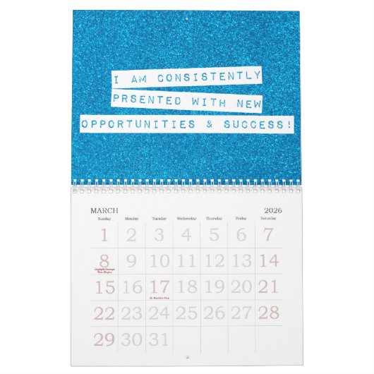 Positieve bevingen Birthstone Glitter Abundance Kalender (Mar 2026)