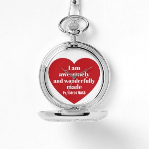 Positieve Bijbelvers Bevestiging Rode Hart Cute Horloge