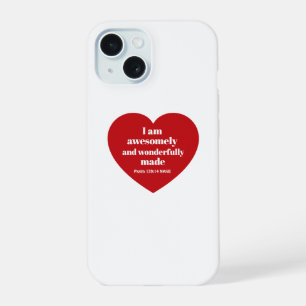 Positieve Bijbelvers Bevestiging Rode Hart Schatti iPhone 15 Case